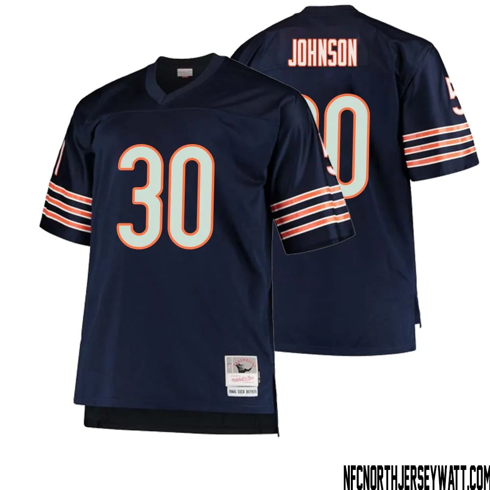 Roschon Johnson No 30 Men Mitchell Ness Navy Chicago Bears Big Tall 1966 Retired Player Replica Jersey