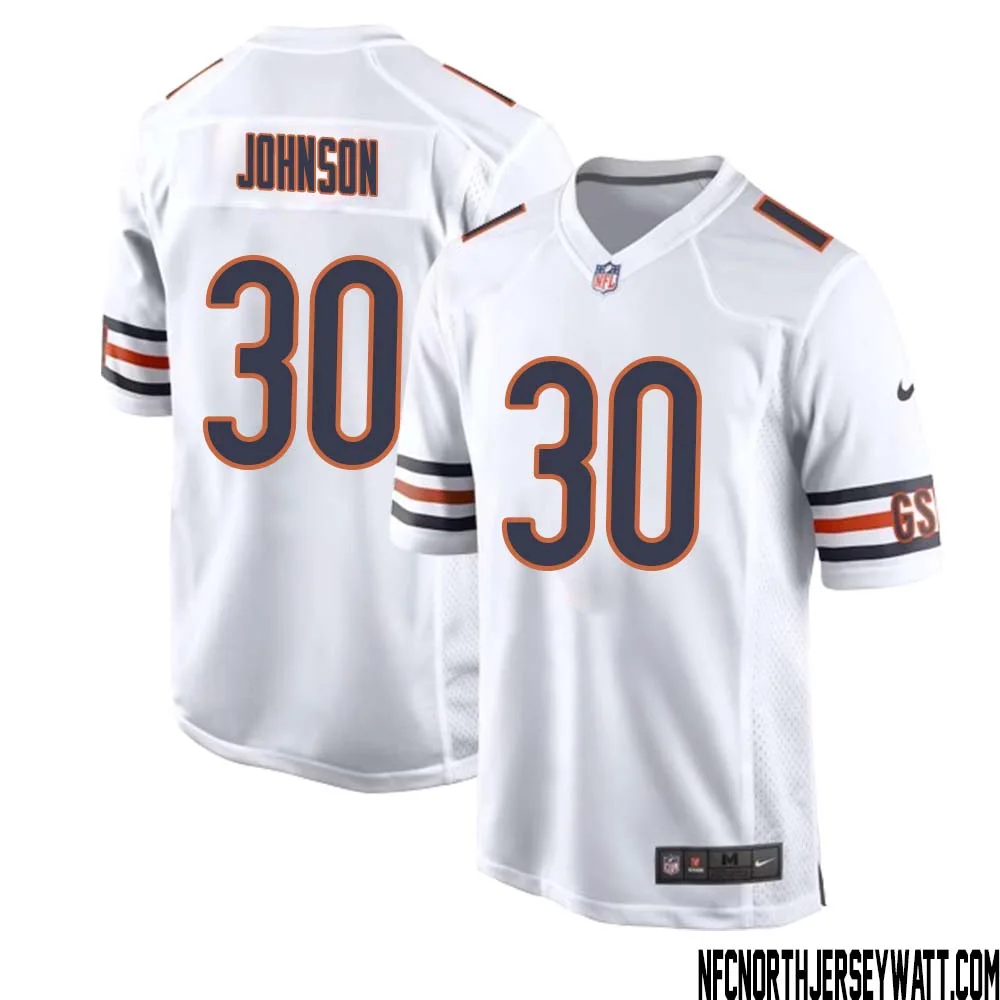 Roschon Johnson No 30 Men White Chicago Bears Away Game Jersey