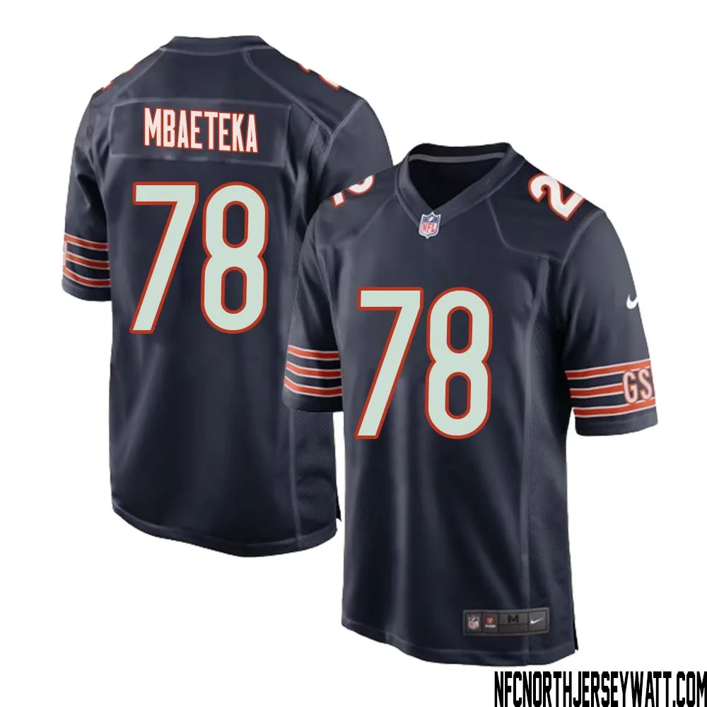 Roy Mbaeteka No 78 Chicago Bears Home Game Navy Jersey for Men 1