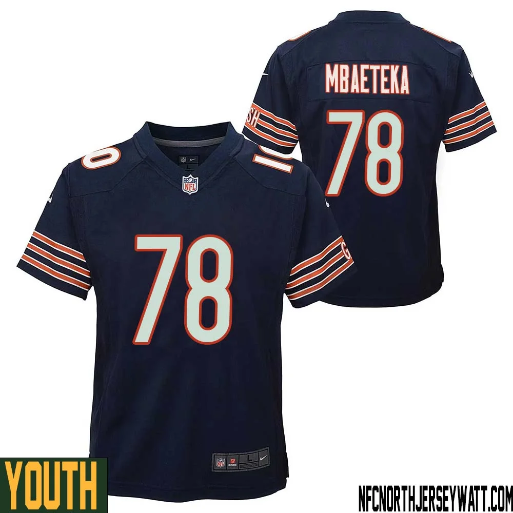 Roy Mbaeteka No 78 Chicago Bears Home Game Navy Jersey for Youth