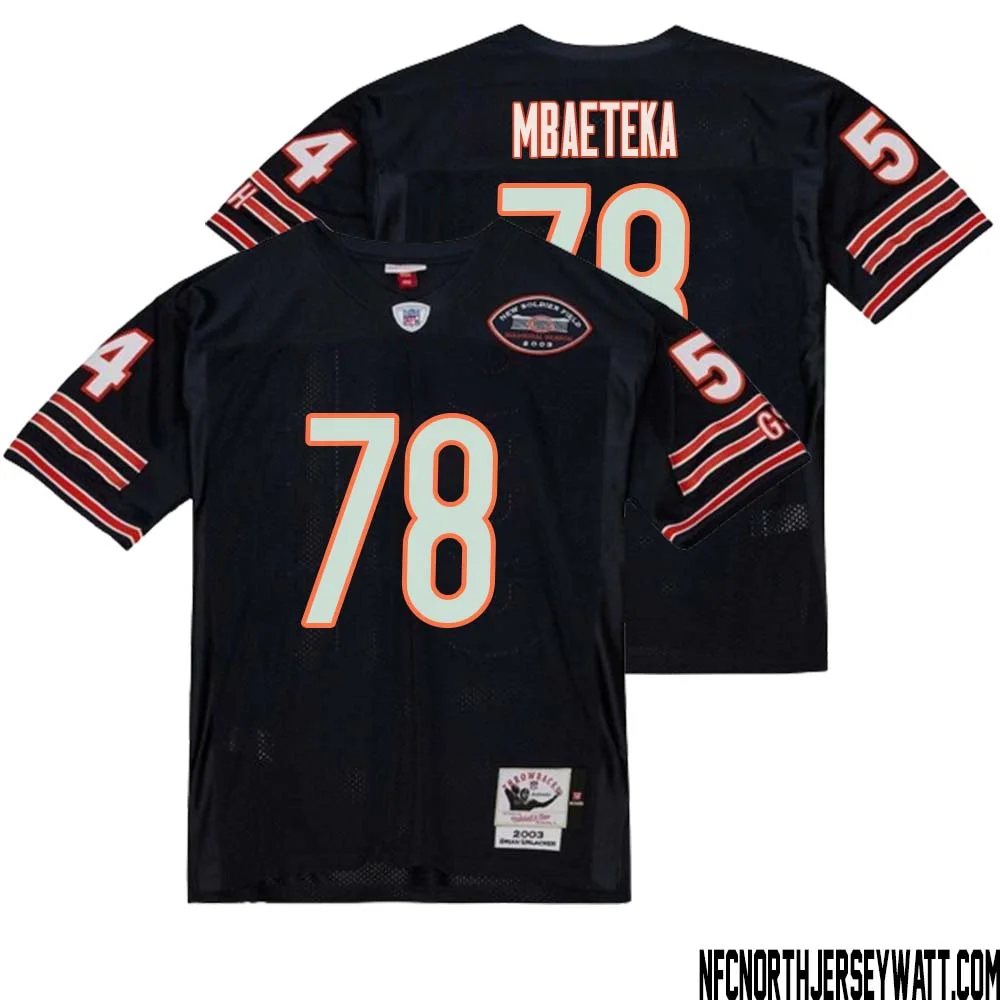 Roy Mbaeteka No 78 Men Mitchell Ness Navy Chicago Bears 2004 Authentic Throwback Retired Player Jersey 1