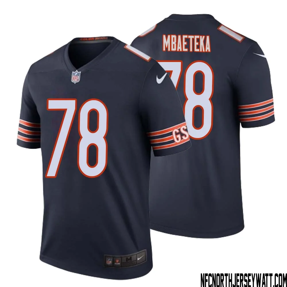 Roy Mbaeteka No 78 Men Navy Chicago Bears Color Rush Legend Jersey 1