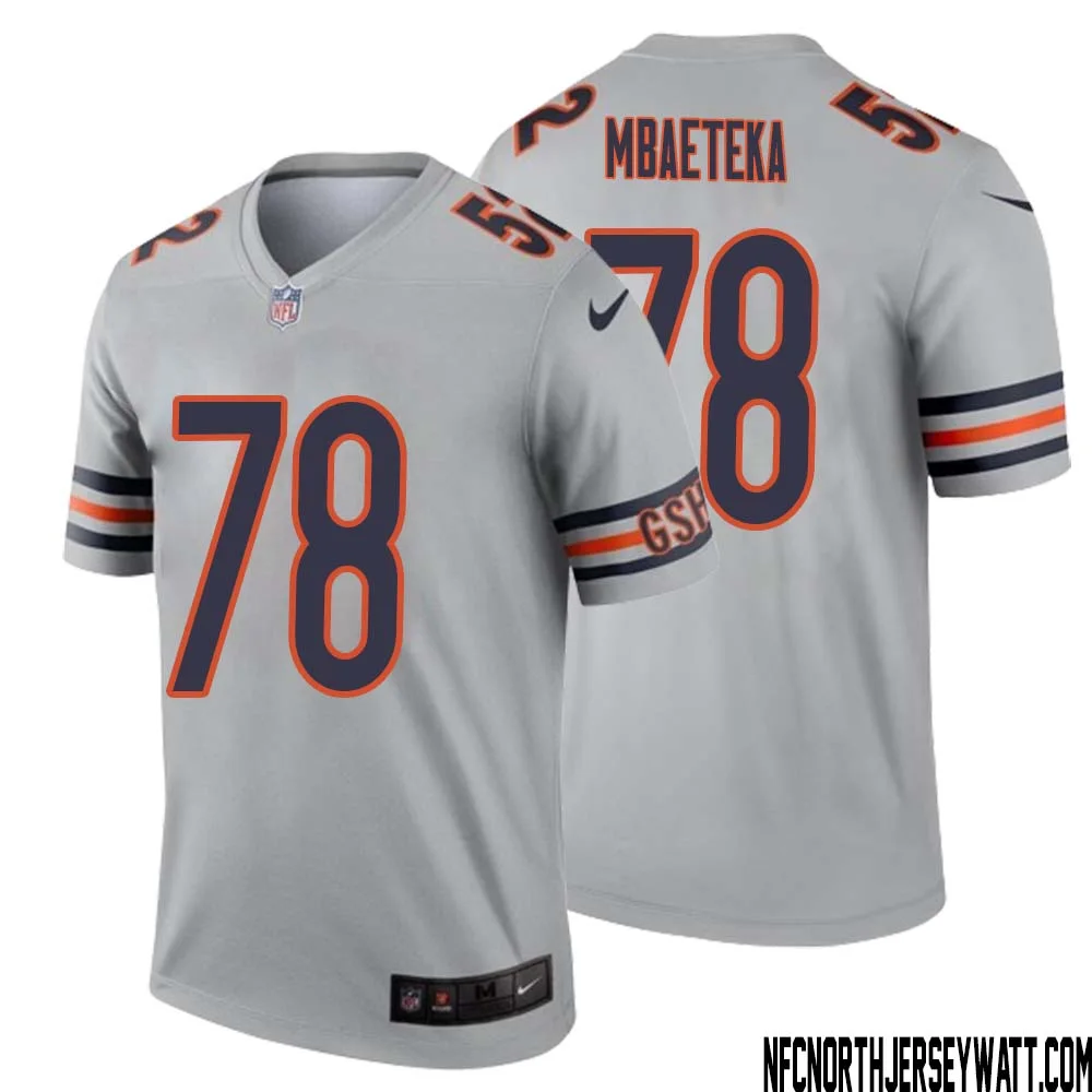 Roy Mbaeteka No 78 Men Silver Chicago Bears Inverted Legend Jersey