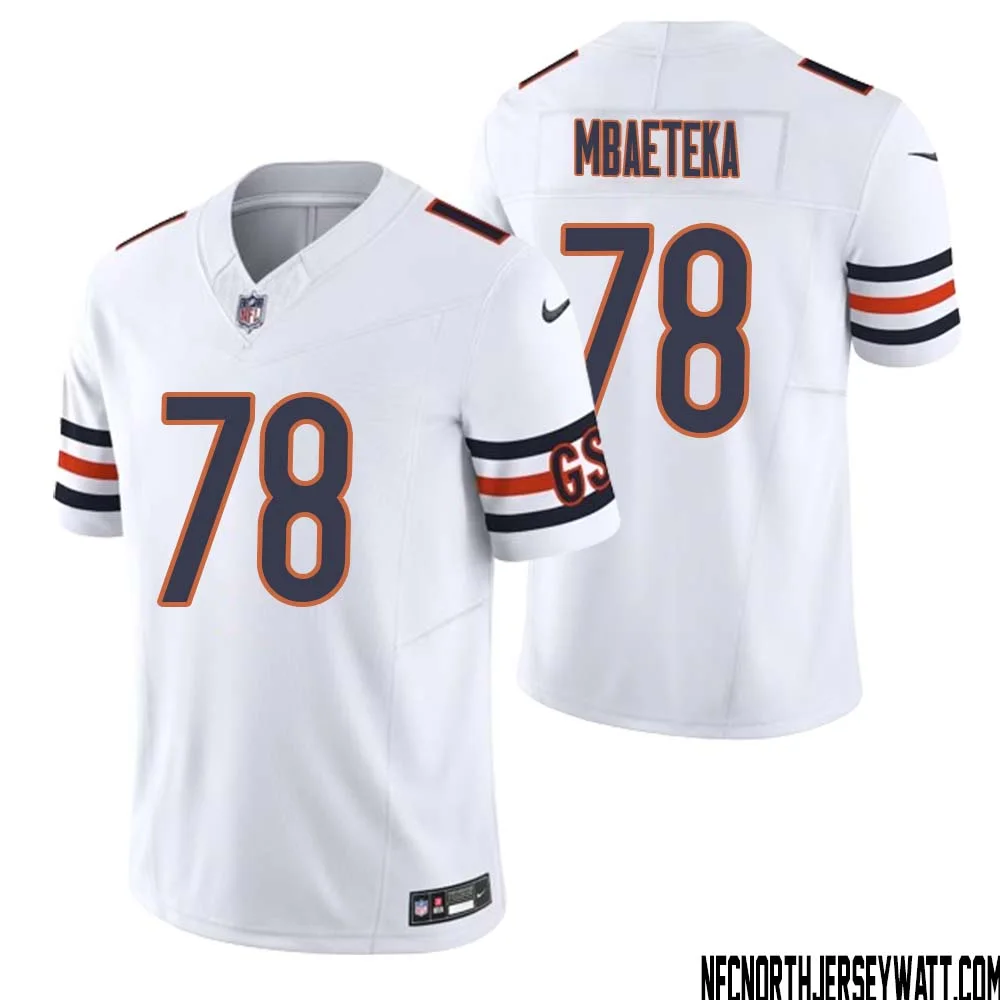 Roy Mbaeteka No 78 Men White Chicago Bears Vapor F.U.S.E. Limited Jersey 1