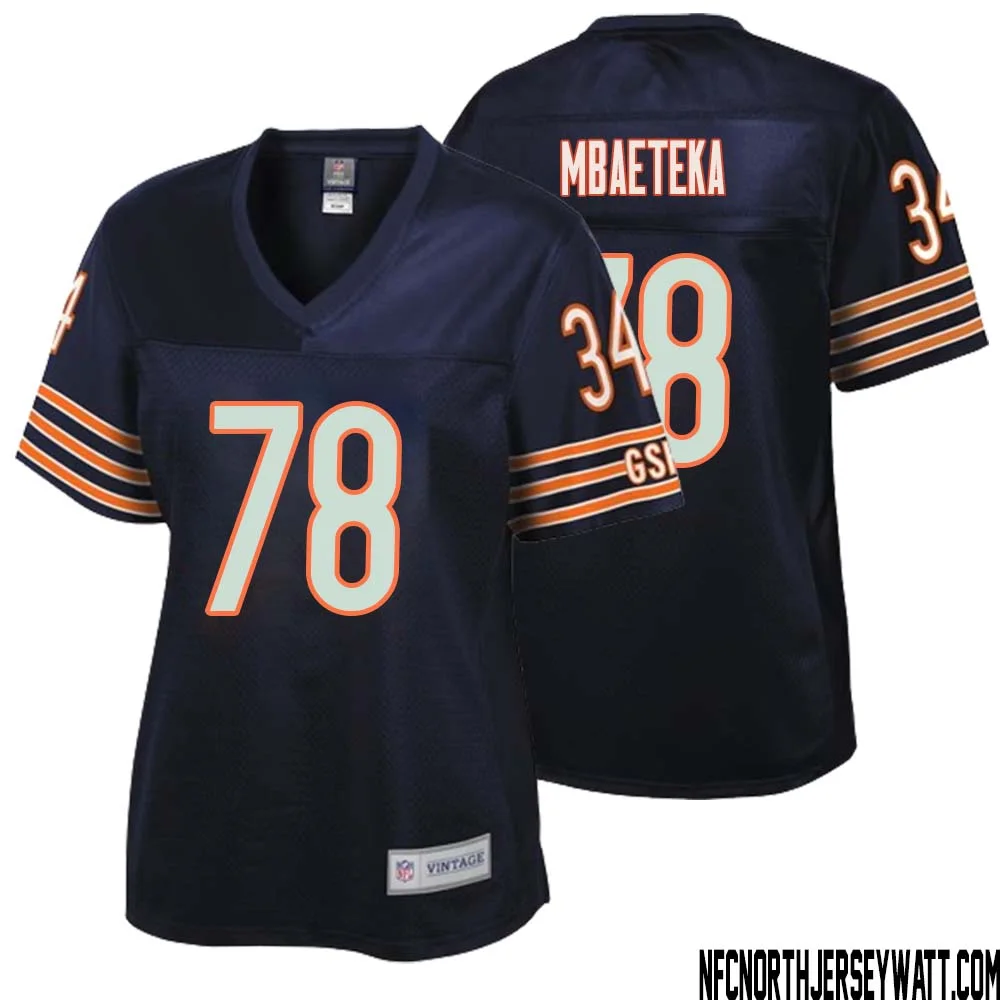 Roy Mbaeteka No 78 Women NFL Pro Line Navy Chicago Bears Retired Player Replica Jersey