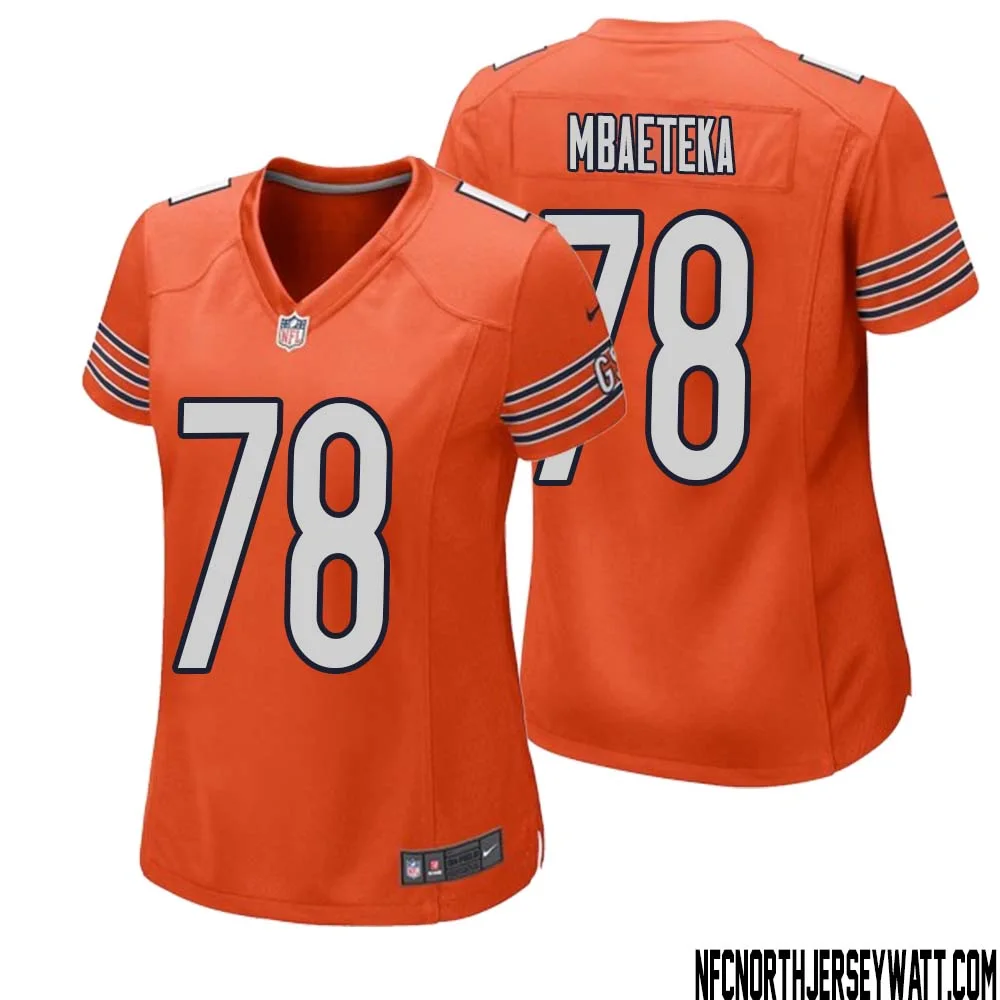 Roy Mbaeteka No 78 Women Orange Chicago Bears Alternate Game Player Jersey