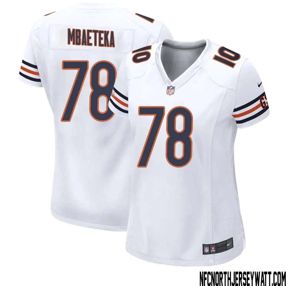 Roy Mbaeteka No 78 Women White Chicago Bears Away Game Jersey 1