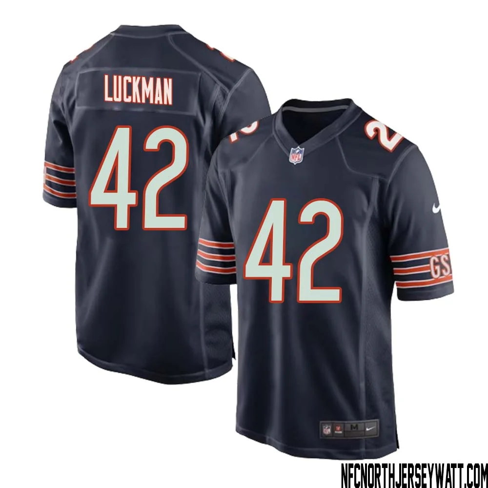 Sid Luckman No 42 Chicago Bears Home Game Navy Jersey for Men