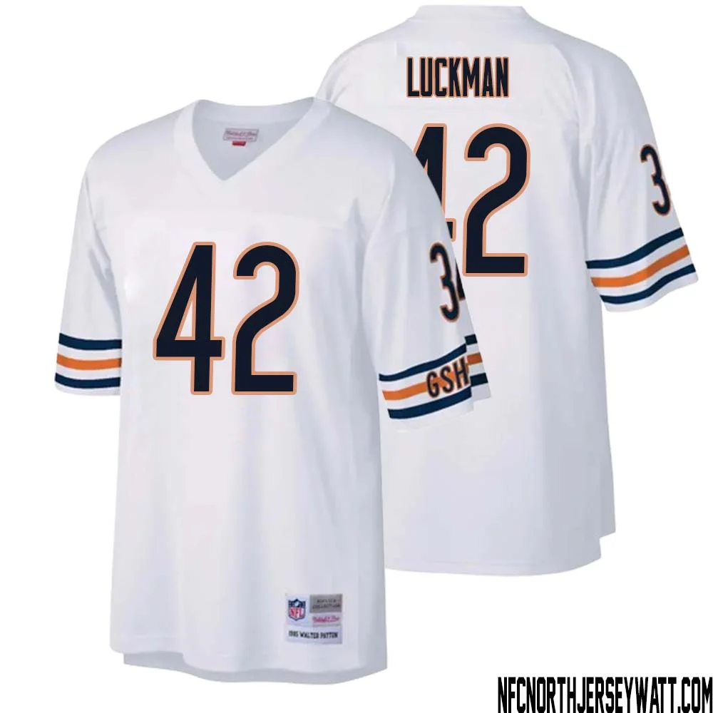 Sid Luckman No 42 Men Mitchell Ness White Chicago Bears Legacy Replica Jersey