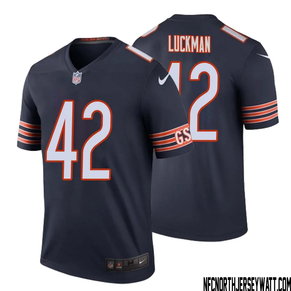 Sid Luckman No 42 Men Navy Chicago Bears Color Rush Legend Jersey