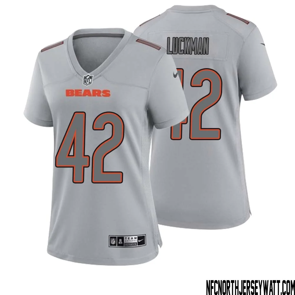 Sid Luckman No 42 Women Gray Chicago Bears Atmosphere Fashion Game Jersey