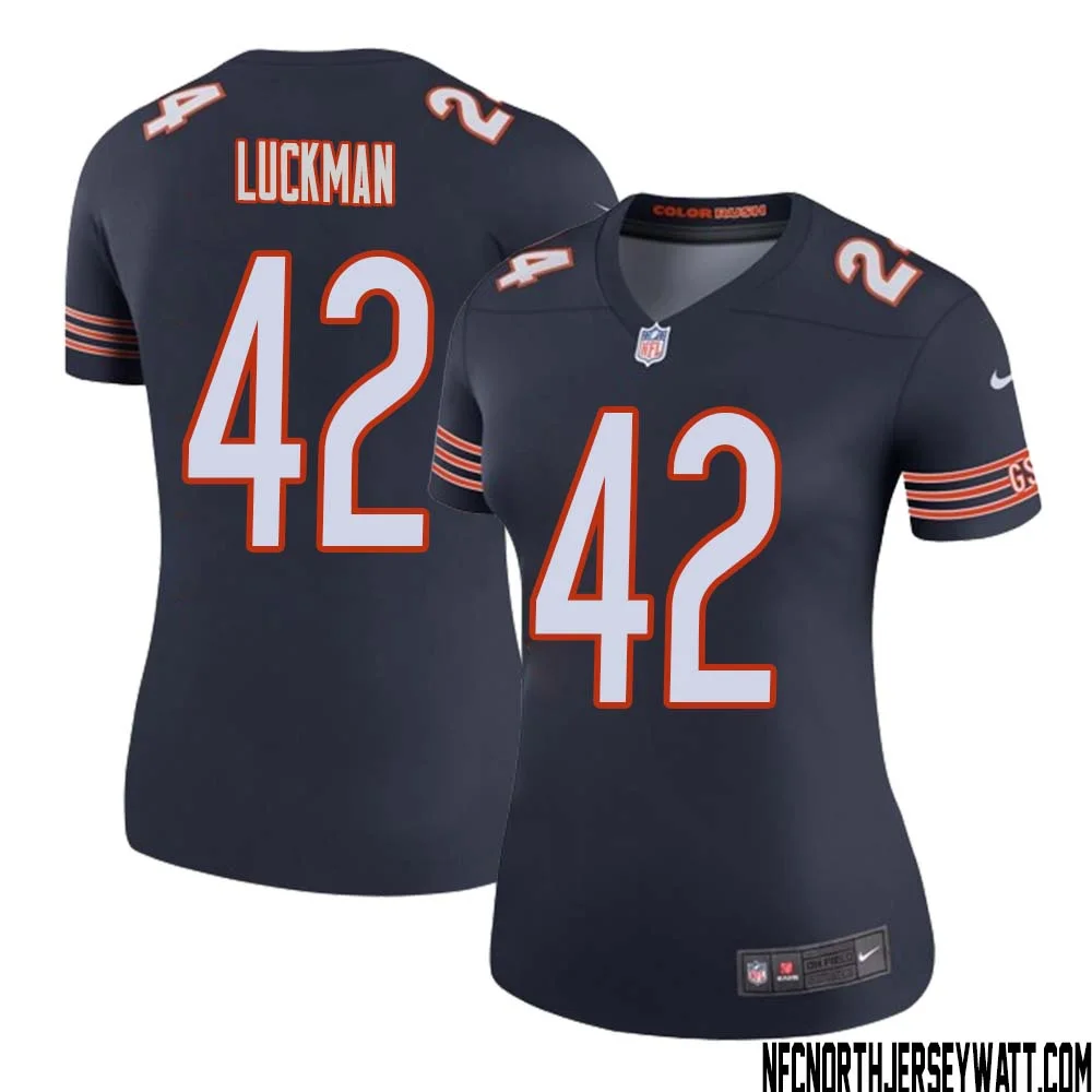 Sid Luckman No 42 Women Navy Chicago Bears Color Rush Legend Jersey 1