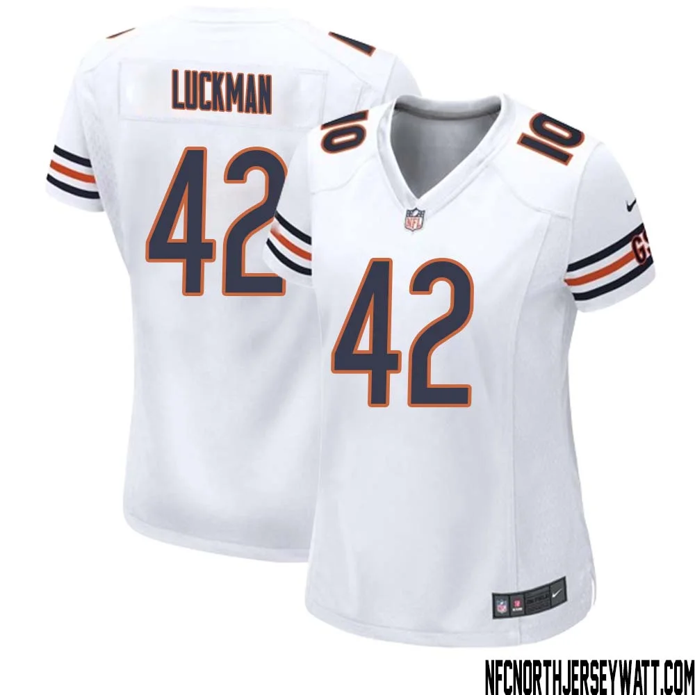 Sid Luckman No 42 Women White Chicago Bears Away Game Jersey 1