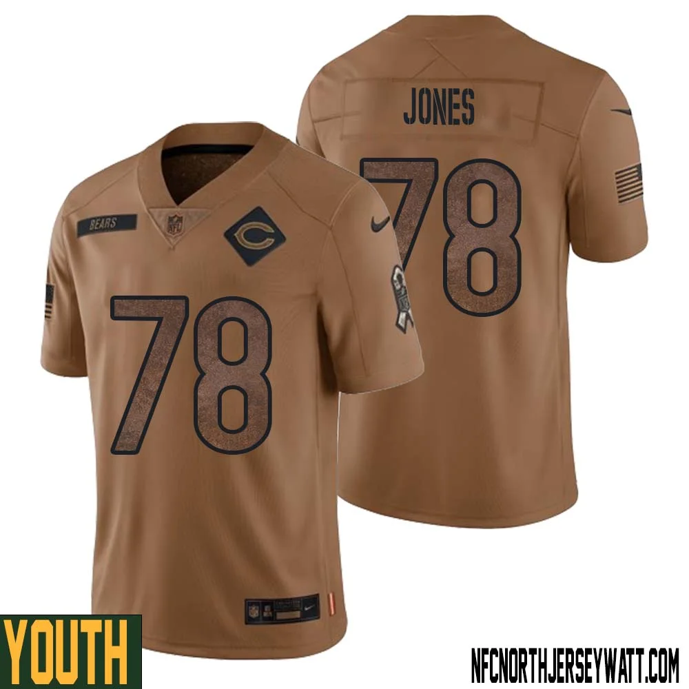 Stan Jones No 78 Youth Brown Chicago Bears 2023 Salute To Service Retired Player Limited Jersey