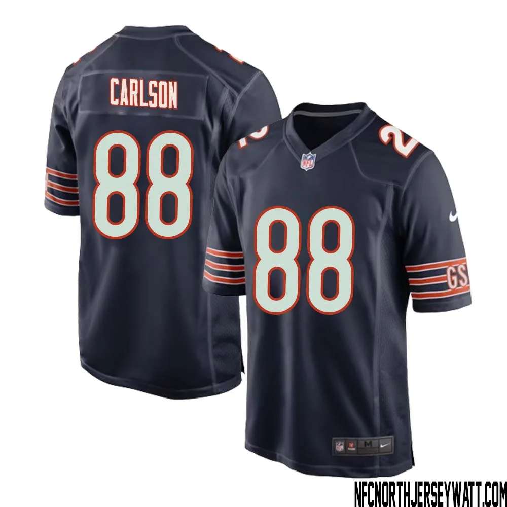 Stephen Carlson No 88 Chicago Bears Home Game Navy Jersey for Men