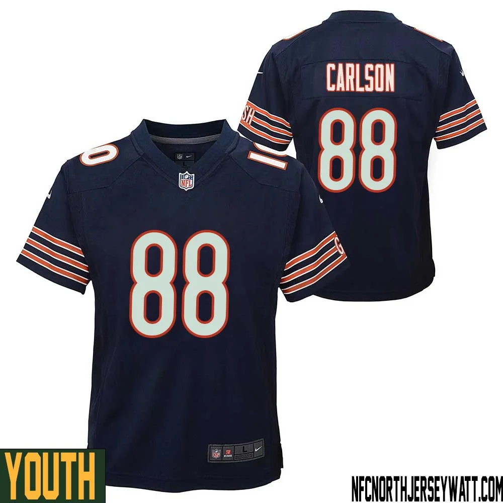 Stephen Carlson No 88 Chicago Bears Home Game Navy Jersey for Youth