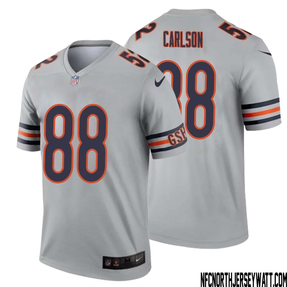 Stephen Carlson No 88 Men Silver Chicago Bears Inverted Legend Jersey