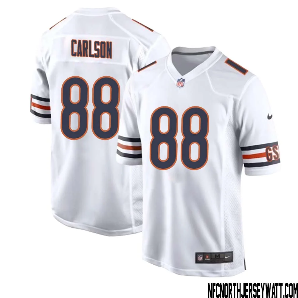 Stephen Carlson No 88 Men White Chicago Bears Away Game Jersey 1