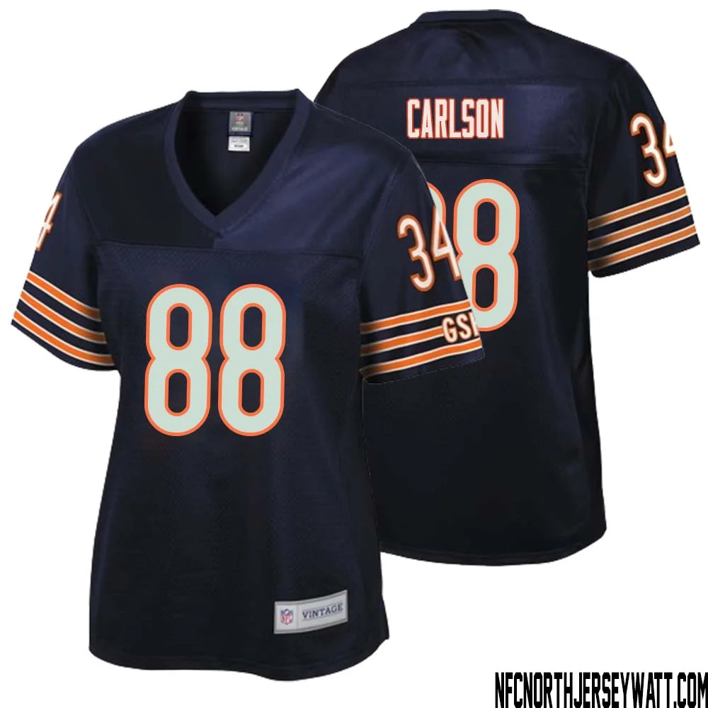 Stephen Carlson No 88 Women NFL Pro Line Navy Chicago Bears Retired Player Replica Jersey 1