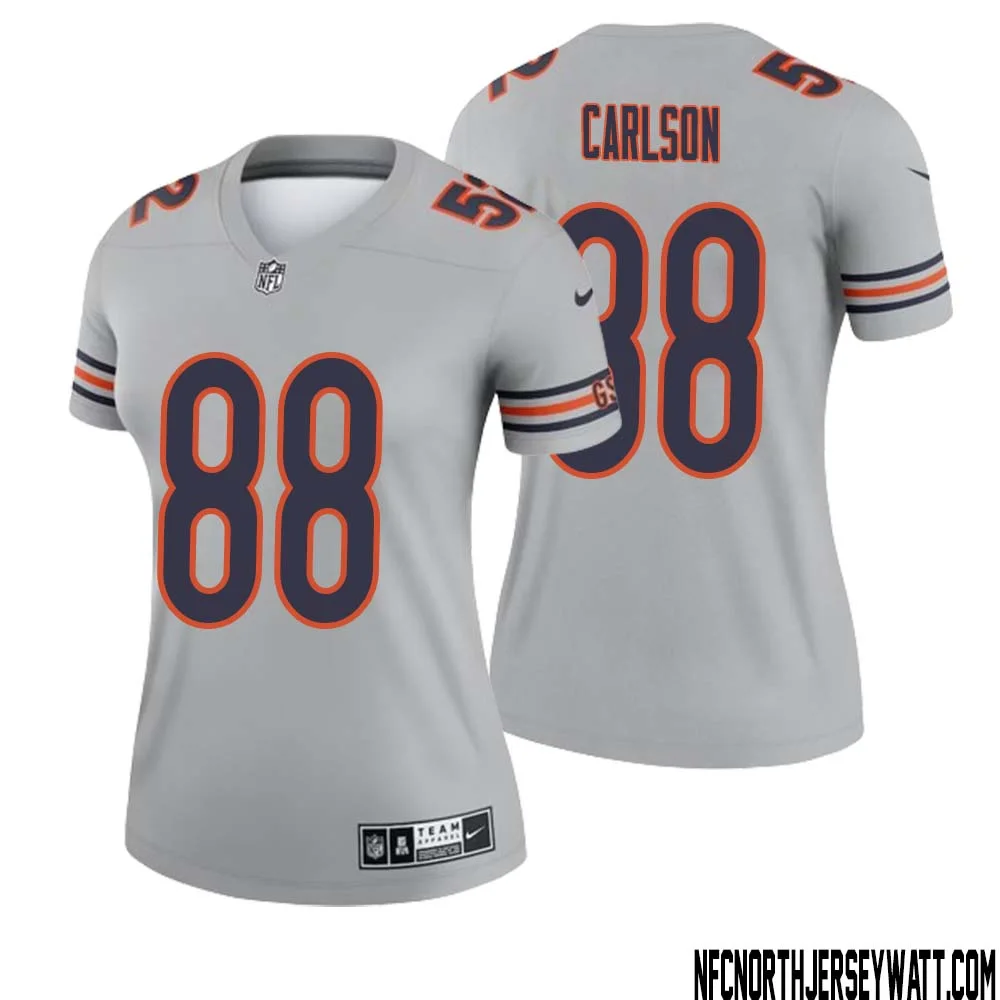 Stephen Carlson No 88 Women Silver Chicago Bears Inverted Legend Jersey