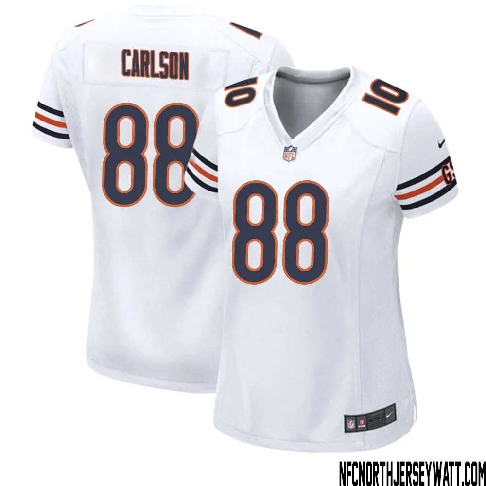 Stephen Carlson No 88 Women White Chicago Bears Away Game Jersey 1