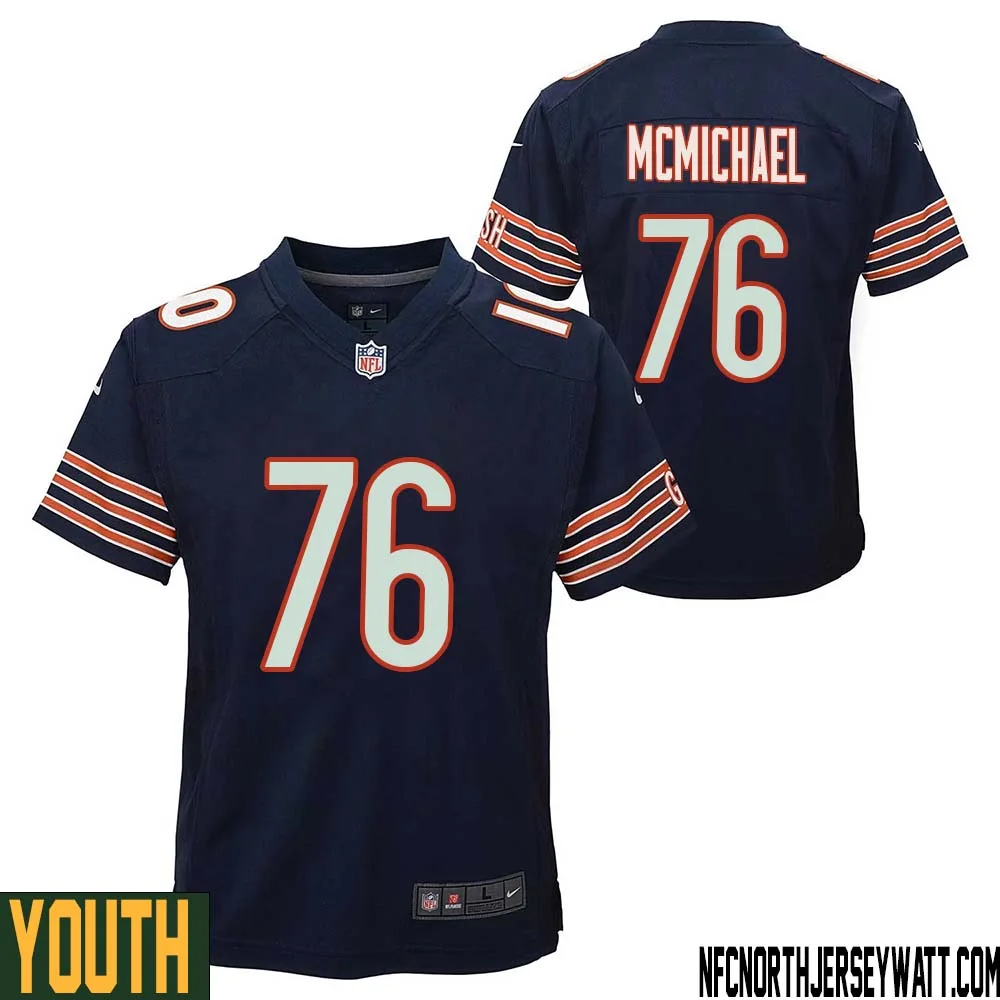 Steve McMichael No 76 Chicago Bears Home Game Navy Jersey for Youth 1