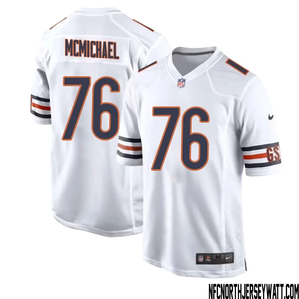 Steve McMichael No 76 Men White Chicago Bears Away Game Jersey 1