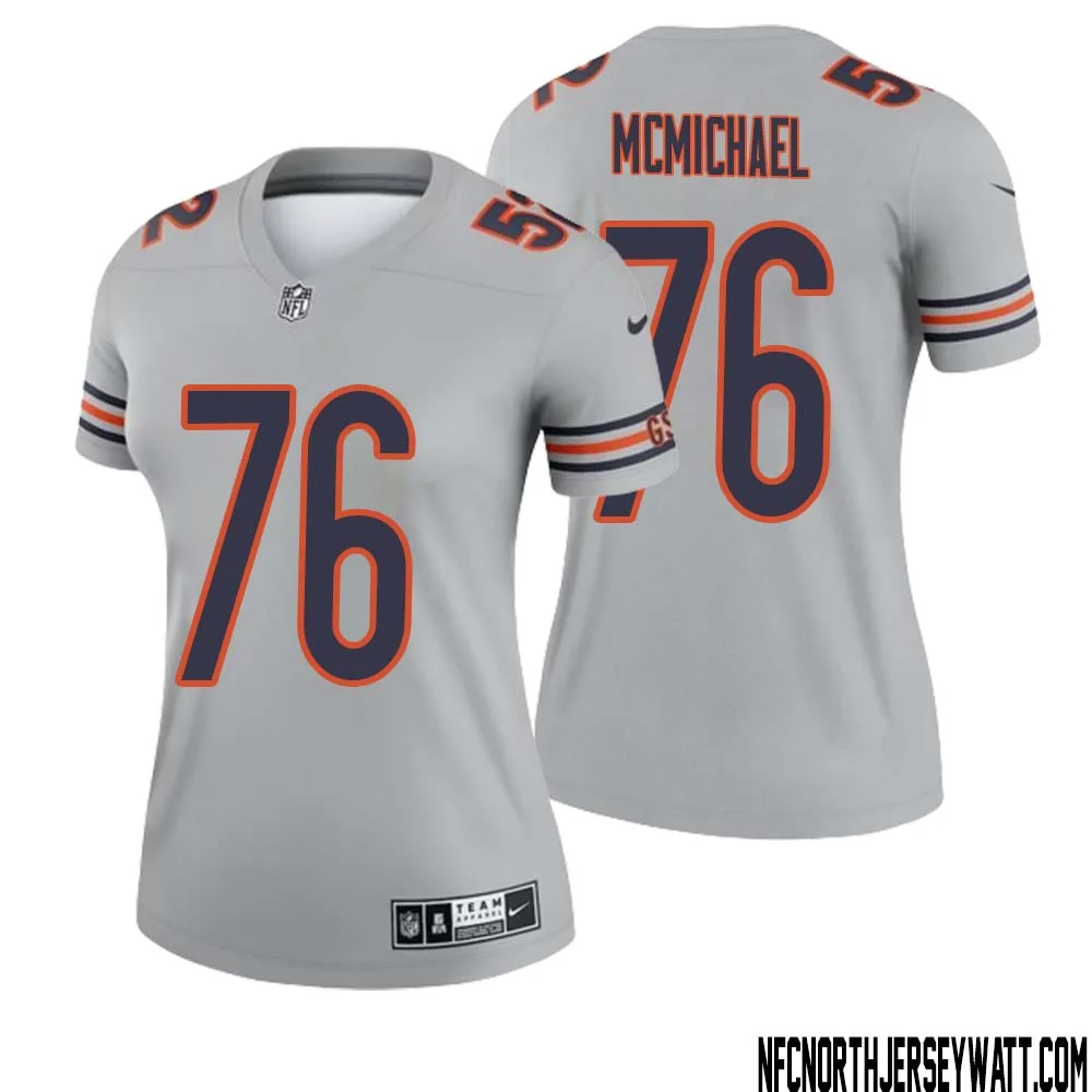 Steve McMichael No 76 Women Silver Chicago Bears Inverted Legend Jersey 1