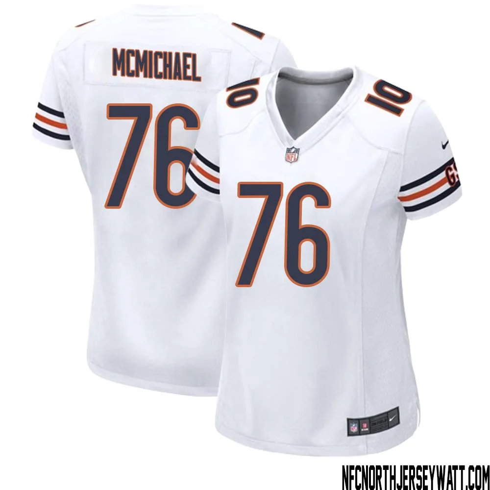 Steve McMichael No 76 Women White Chicago Bears Away Game Jersey 1