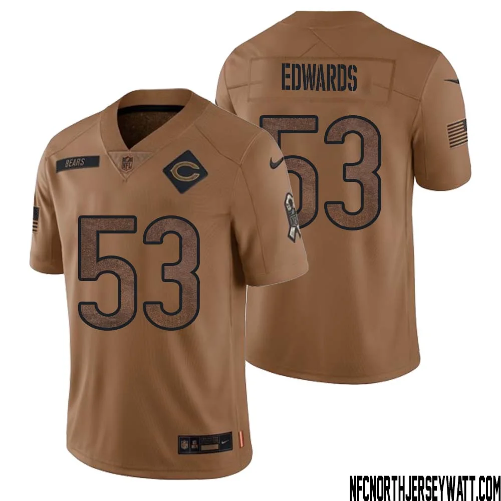 T.J. Edwards No 53 Men Brown Chicago Bears 2023 Salute To Service Retired Player Limited Jersey