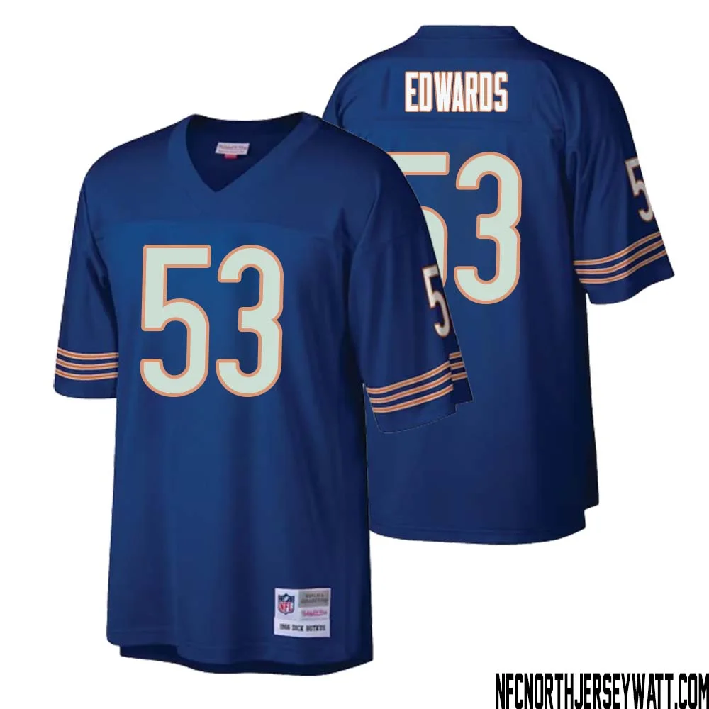 T.J. Edwards No 53 Men Mitchell Ness Navy Chicago Bears Retired Player Legacy Replica Jersey 1