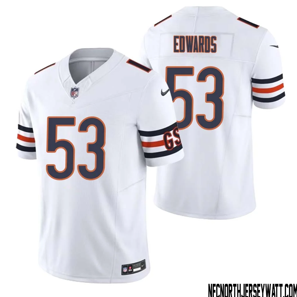 T.J. Edwards No 53 Men White Chicago Bears Vapor F.U.S.E. Limited Jersey