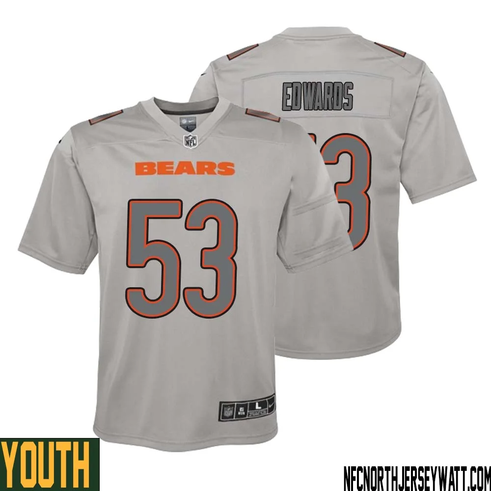 T.J. Edwards No 53 Youth Gray Chicago Bears Atmosphere Fashion Game Jersey 1
