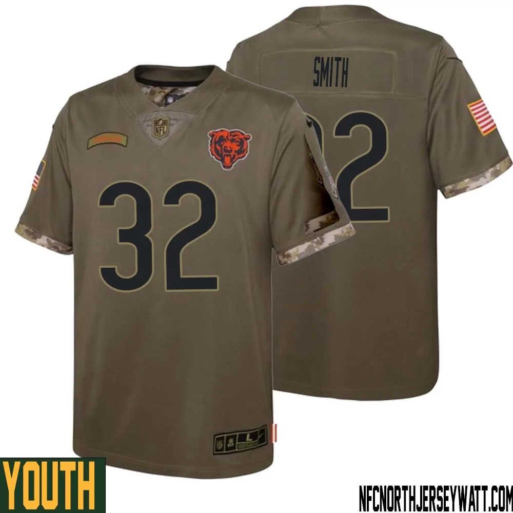 Terell Smith No 32 Youth Olive Chicago Bears 2022 Salute To Service Retired Player Limited Jersey 1