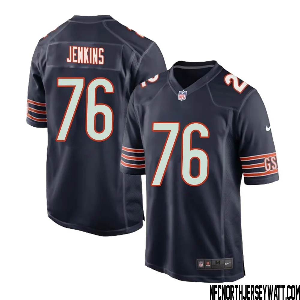 Teven Jenkins No 76 Chicago Bears Home Game Navy Jersey for Men 1