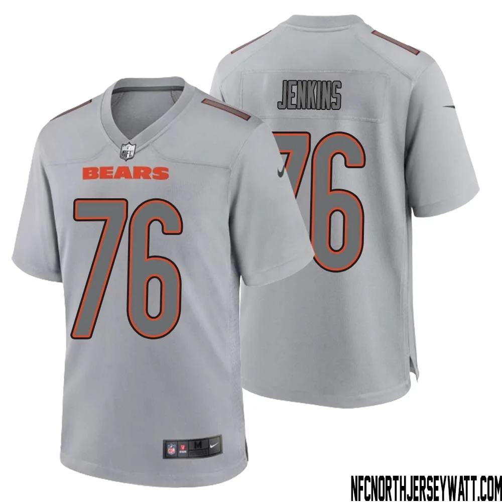 Teven Jenkins No 76 Men Gray Chicago Bears Atmosphere Fashion Game Jersey