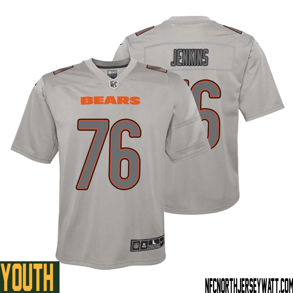 Teven Jenkins No 76 Youth Gray Chicago Bears Atmosphere Fashion Game Jersey