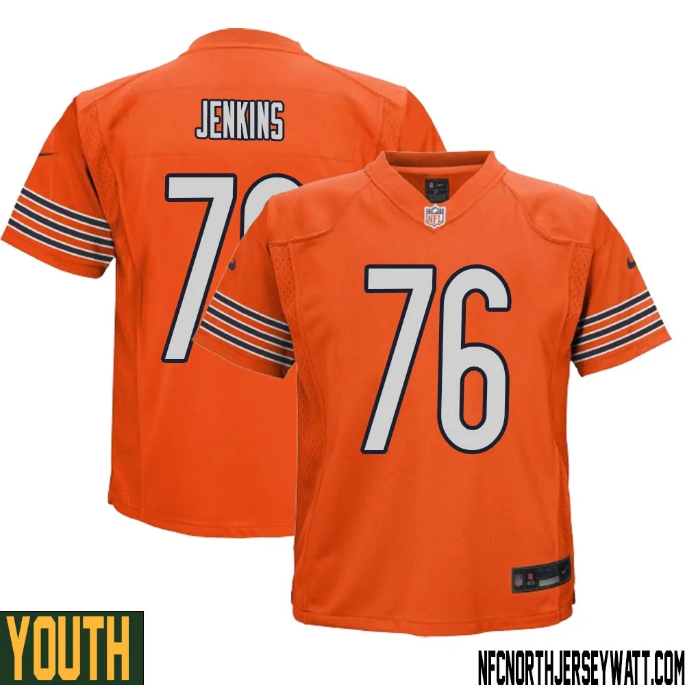 Teven Jenkins No 76 Youth Orange Chicago Bears Alternate Game Player Jersey