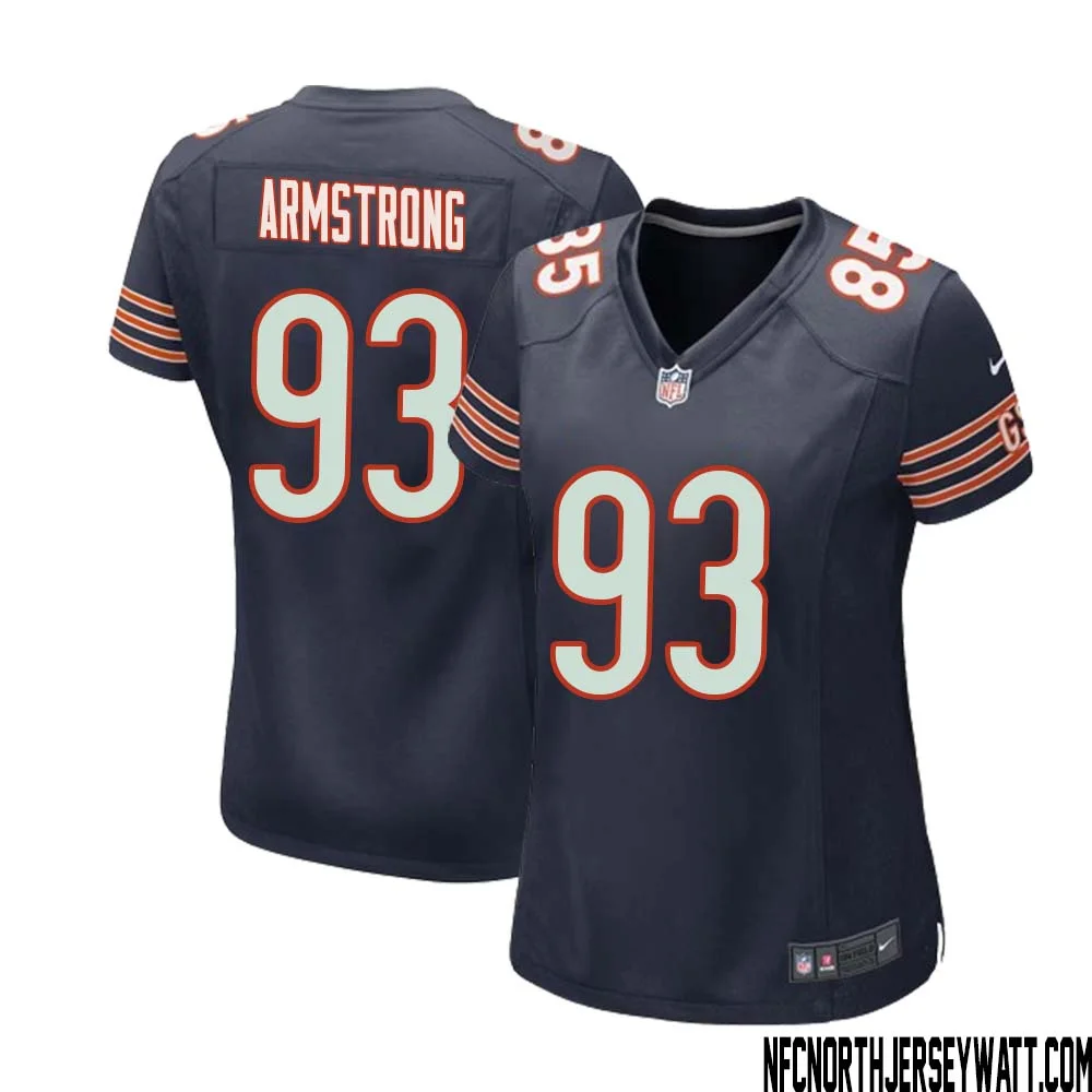 Trace Armstrong No 93 Chicago Bears Home Game Navy Jersey for Women