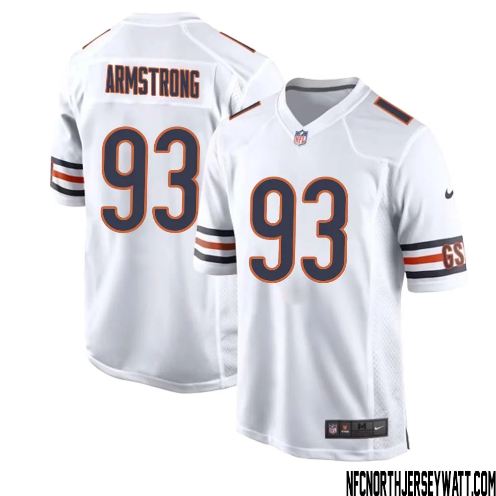 Trace Armstrong No 93 Men White Chicago Bears Away Game Jersey