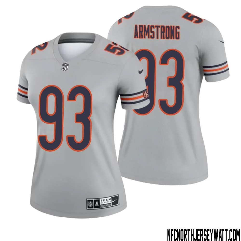 Trace Armstrong No 93 Women Silver Chicago Bears Inverted Legend Jersey