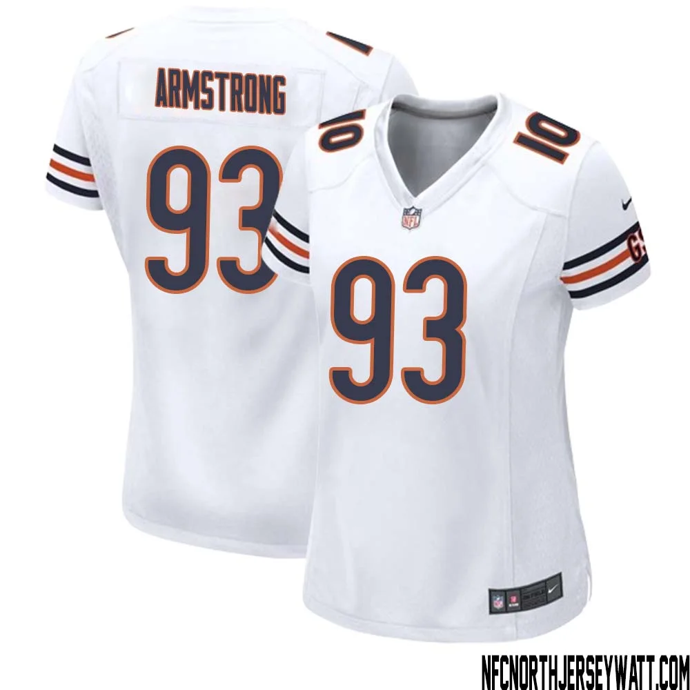 Trace Armstrong No 93 Women White Chicago Bears Away Game Jersey 1