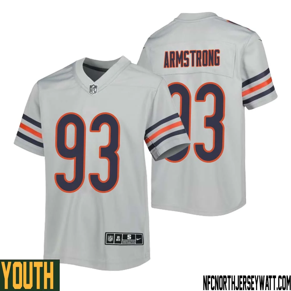 Trace Armstrong No 93 Youth Silver Chicago Bears Inverted Legend Jersey 1