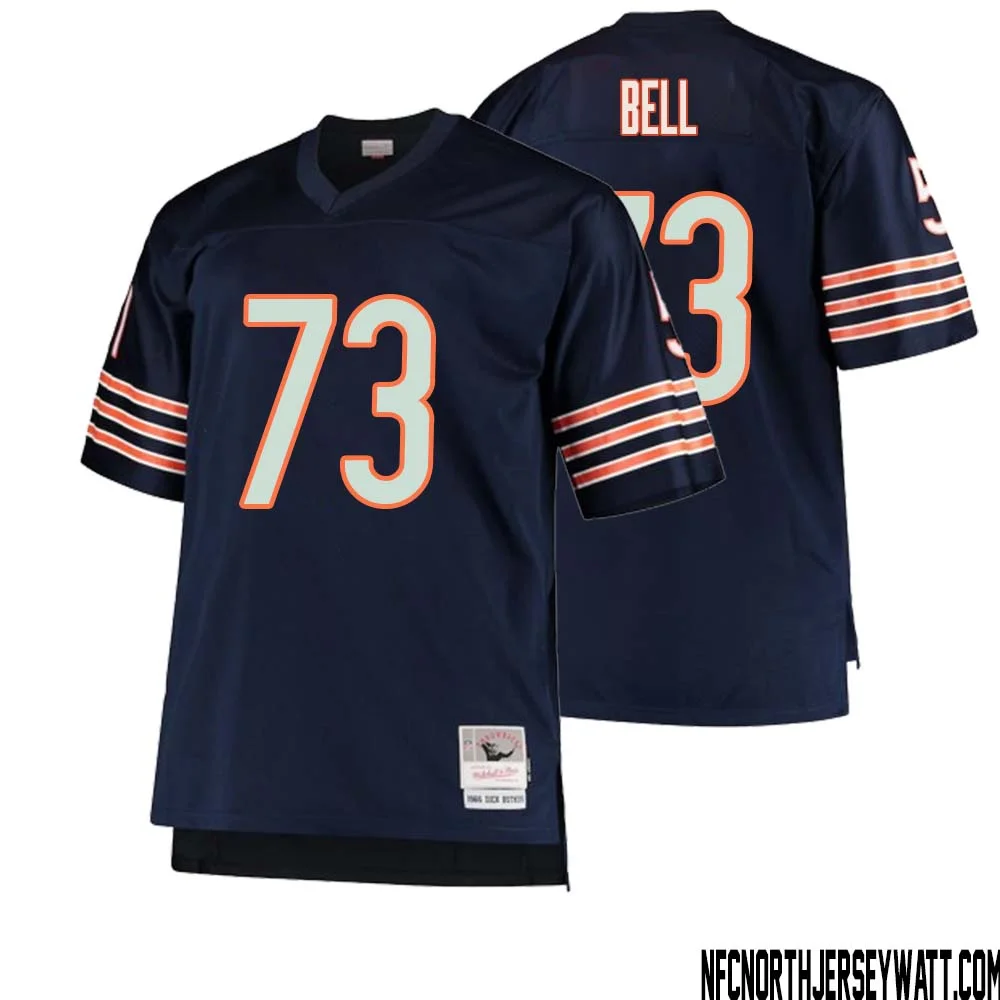 Travis Bell No 73 Men Mitchell Ness Navy Chicago Bears Big Tall 1966 Retired Player Replica Jersey 1