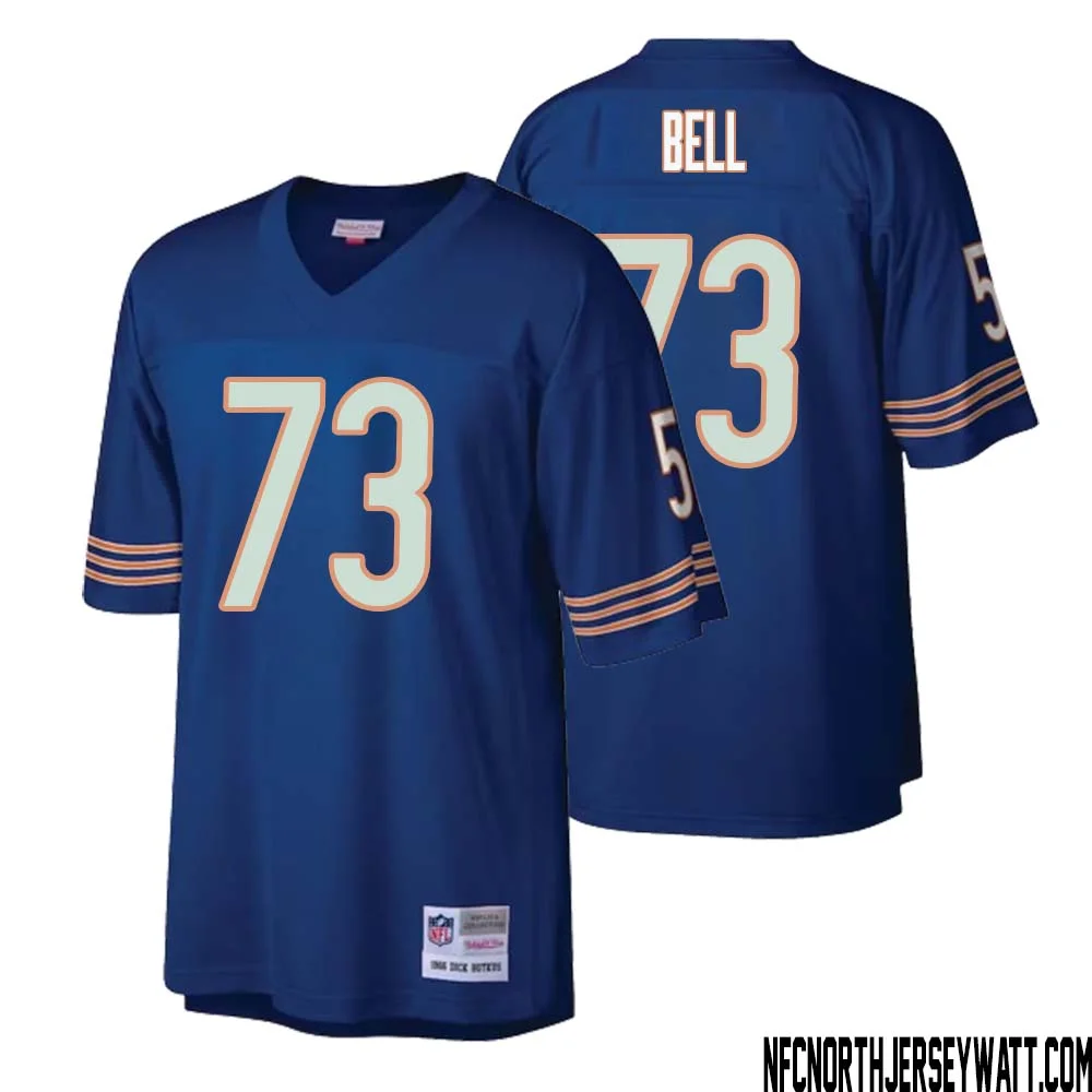 Travis Bell No 73 Men Mitchell Ness Navy Chicago Bears Retired Player Legacy Replica Jersey