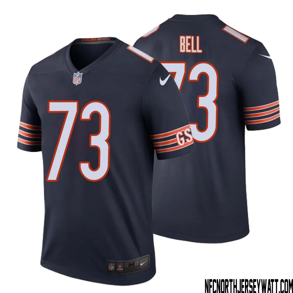 Travis Bell No 73 Men Navy Chicago Bears Color Rush Legend Jersey