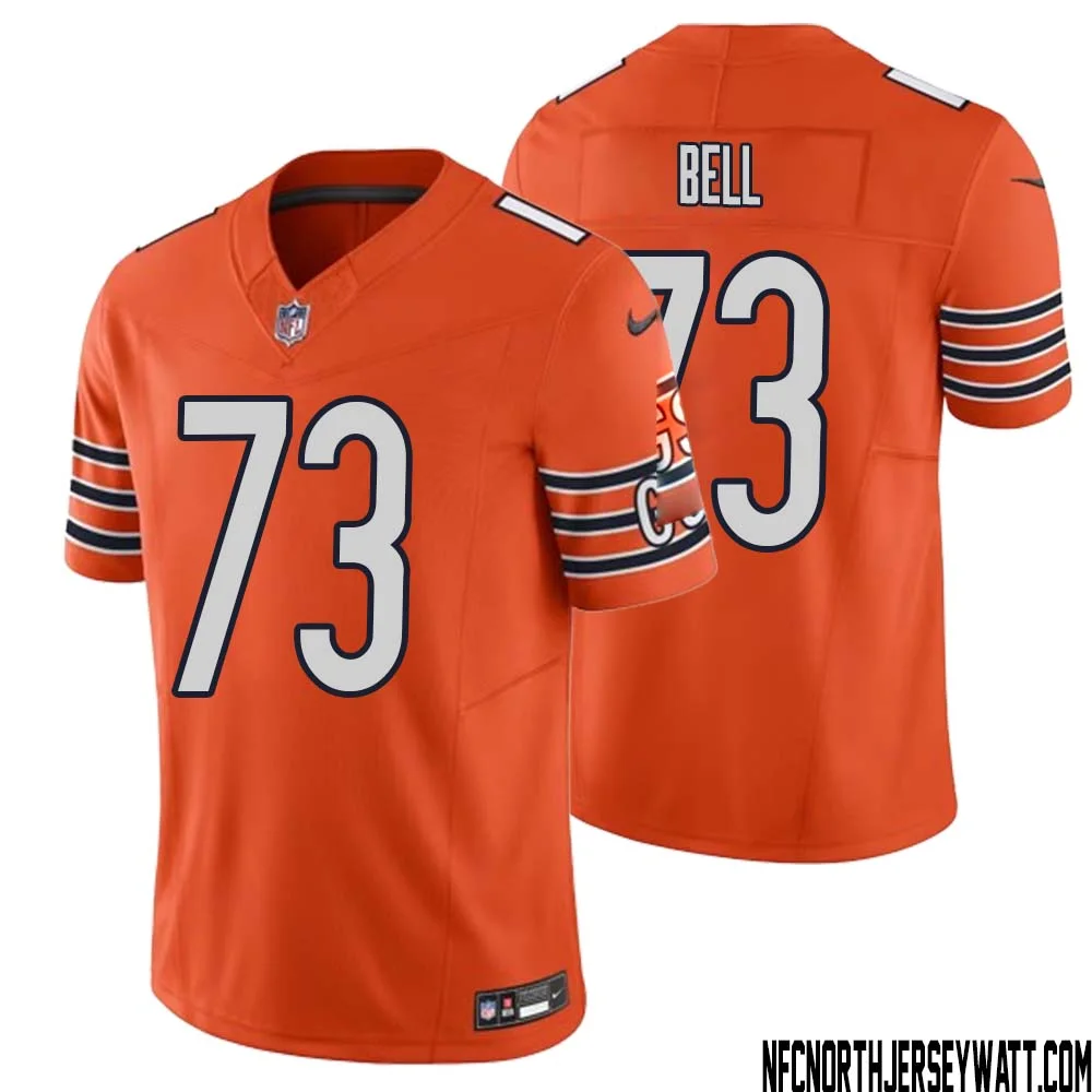 Travis Bell No 73 Men Orange Chicago Bears Vapor F.U.S.E. Limited Jersey