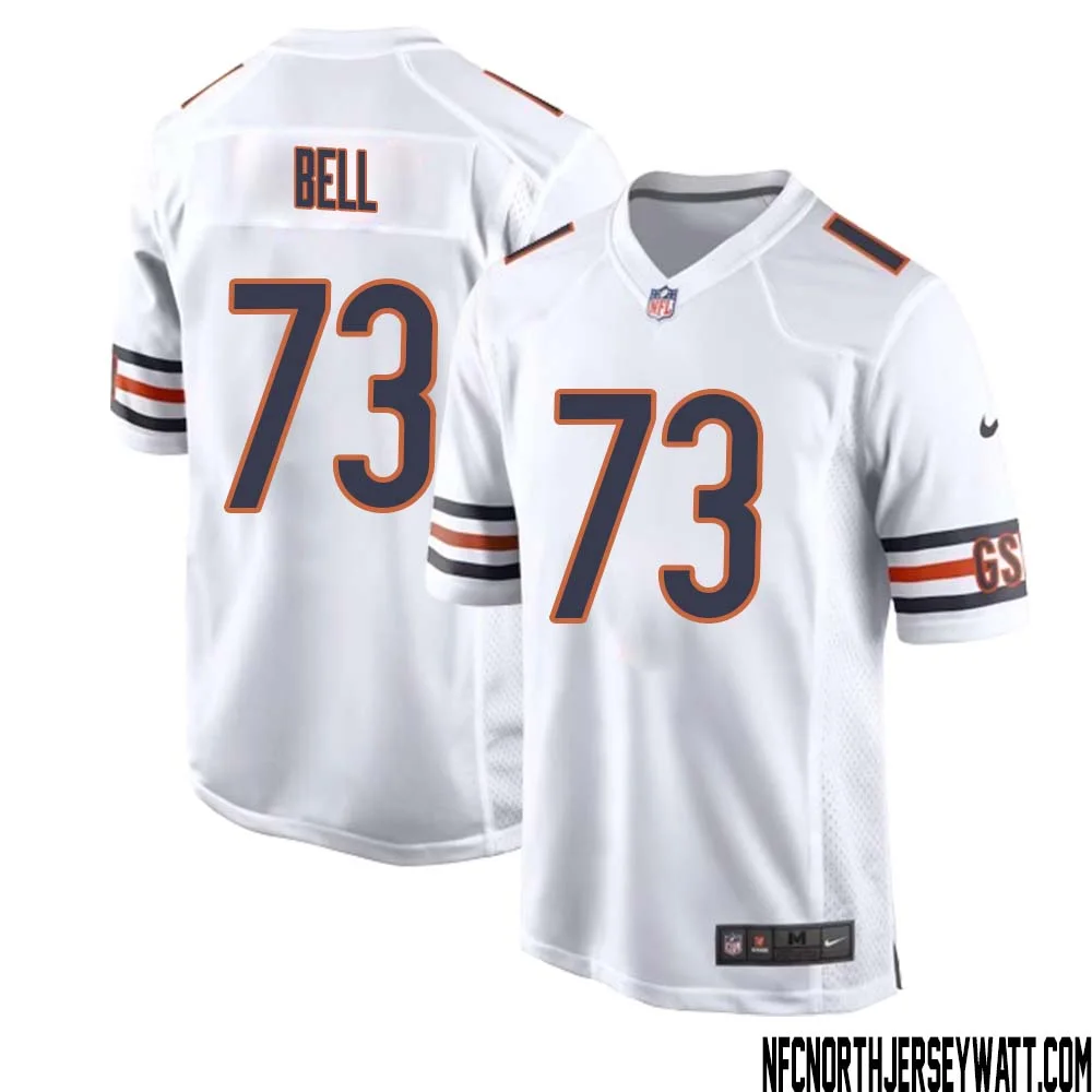 Travis Bell No 73 Men White Chicago Bears Away Game Jersey