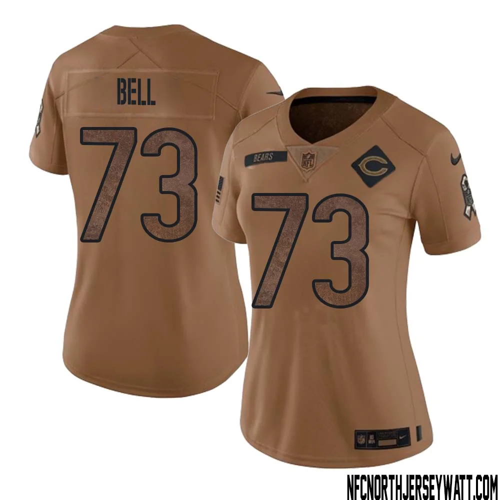Travis Bell No 73 Women Brown Chicago Bears 2023 Salute To Service Retired Player Limited Jersey