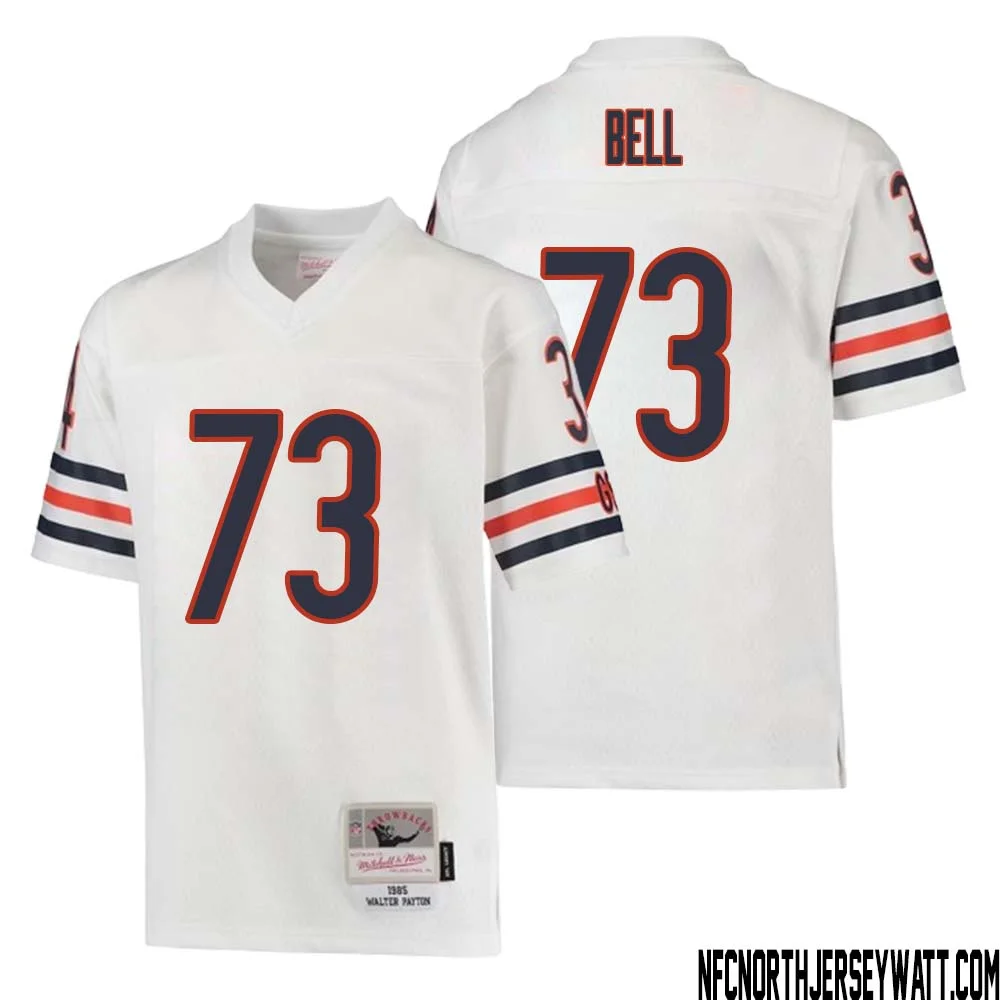 Travis Bell No 73 Youth Mitchell Ness White Chicago Bears 1985 Retired Player Legacy Jersey 1